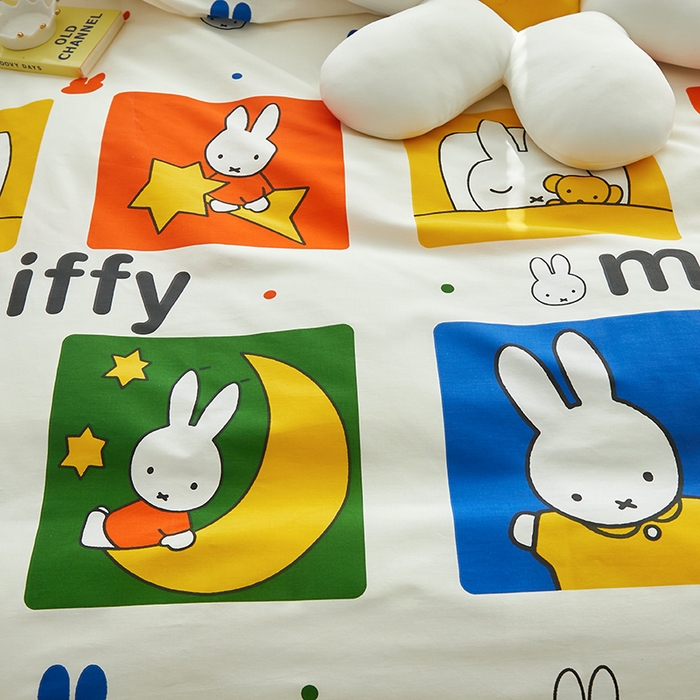 91家纺网 家纺一手货源 找家纺 怡家居  2023新款全棉米菲兔四件套 星月米菲