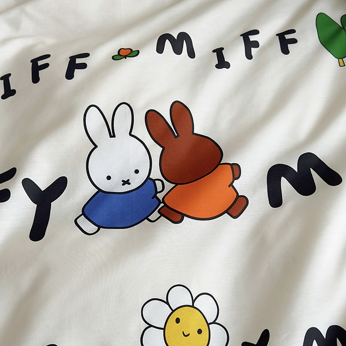 91家纺网 家纺一手货源 找家纺 怡家居  2023新款全棉米菲兔四件套 幸福米菲