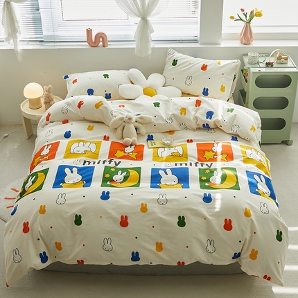 91家纺网 家纺一手货源 找家纺 怡家居  2023新款全棉米菲兔四件套 星月米菲