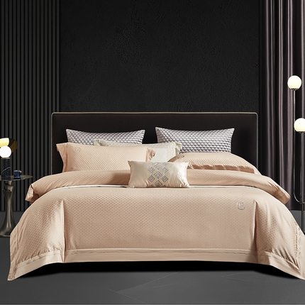 91家纺网 家纺一手货源 找家纺 时亿 2023新款天丝棉提花绣花四件套 曼妙