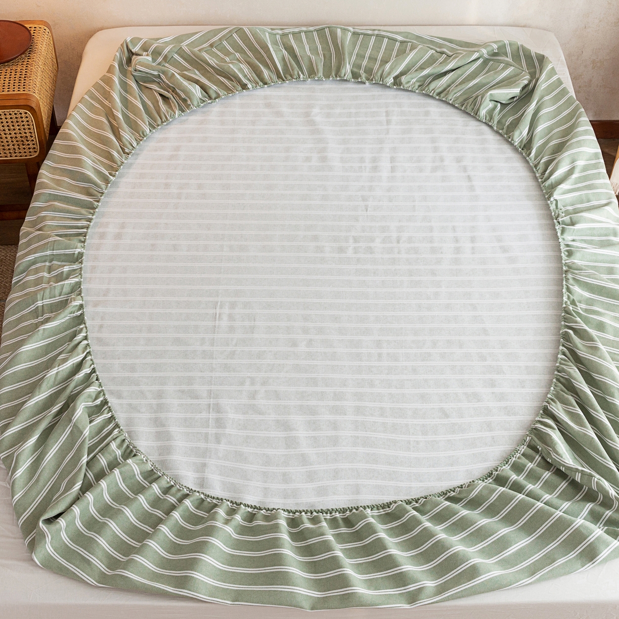 91家纺网 家纺一手货源 找家纺 棉乐町家居2025新款老粗布床笠 鸿雁