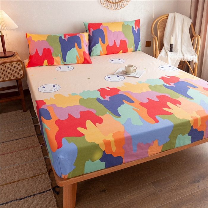 91家纺网 家纺一手货源 找家纺 棉乐町家居2025新款老粗布床笠 夕晴