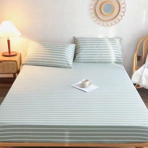 91家纺网 家纺一手货源 找家纺 棉乐町家居2025新款老粗布床笠 鸿雁