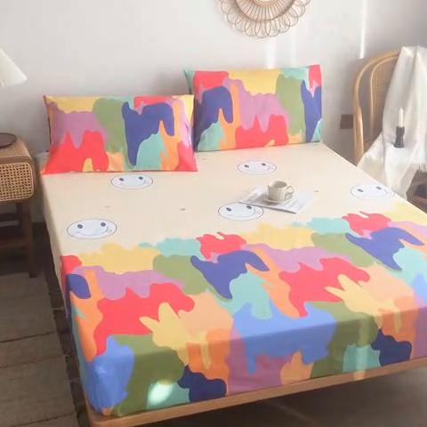 91家纺网 家纺一手货源 找家纺 棉乐町家居2025新款老粗布床笠 夕晴