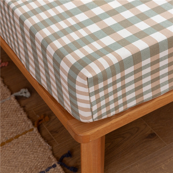 91家纺网 家纺一手货源 找家纺 2025新款首爱家纺全棉老粗布床笠 澜庭