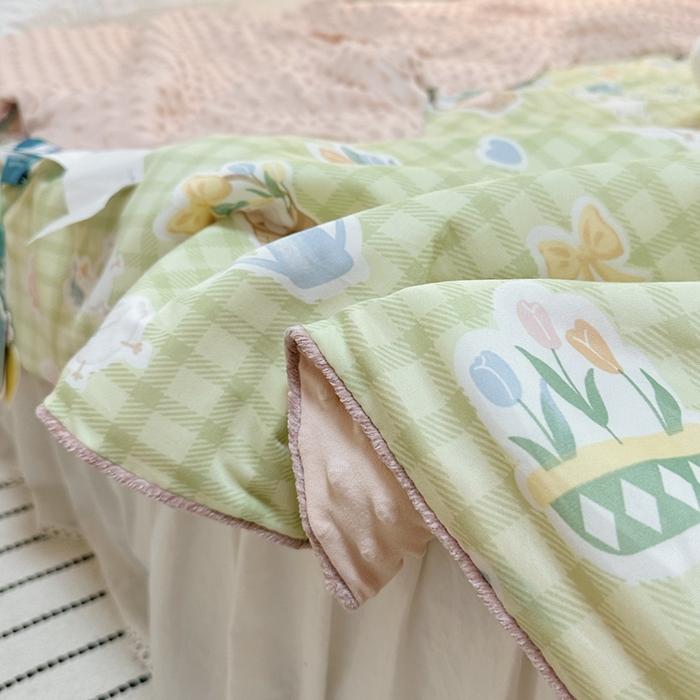 91家纺网 家纺一手货源 找家纺 有货2023爆款春夏夏凉被小清新春秋被卡通针织棉豆豆被 露营鸭