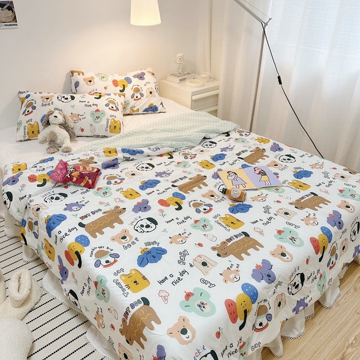 91家纺网 家纺一手货源 找家纺 有货2023爆款春夏夏凉被小清新春秋被卡通针织棉豆豆被 奇遇记