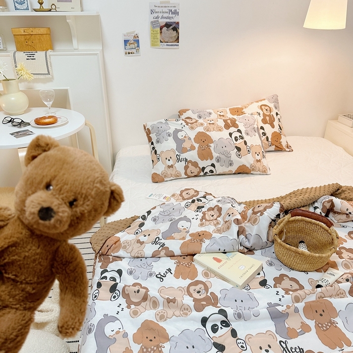 91家纺网 家纺一手货源 找家纺 有货2023爆款春夏夏凉被小清新春秋被卡通针织棉豆豆被 森林派对