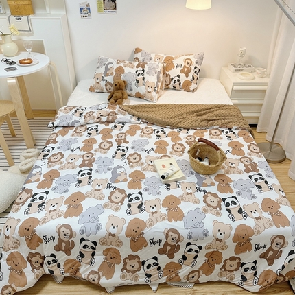 有货2023爆款春夏夏凉被小清新春秋被卡通针织棉豆豆被 森林派对