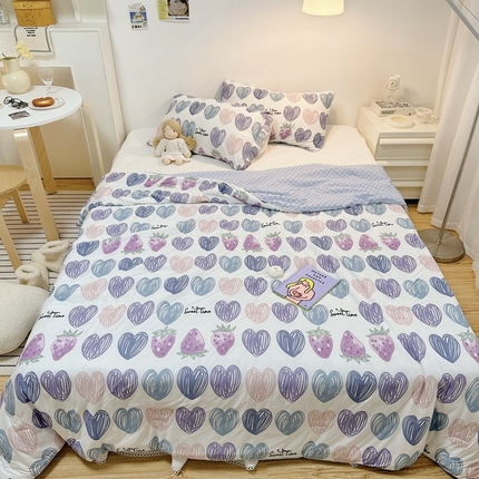 有货2023爆款春夏夏凉被小清新春秋被卡通针织棉豆豆被 甜蜜时光