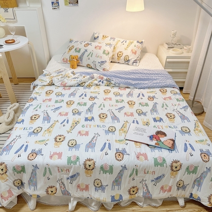 有货2023爆款春夏夏凉被小清新春秋被卡通针织棉豆豆被 涂鸦乐园