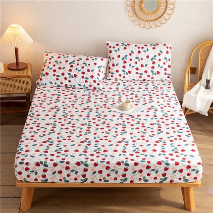 91家纺网 家纺一手货源 找家纺 2025新款首爱家纺全棉老粗布床笠 暖莓