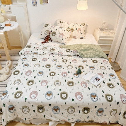 有货2023爆款春夏夏凉被小清新春秋被卡通针织棉豆豆被 小狐狸