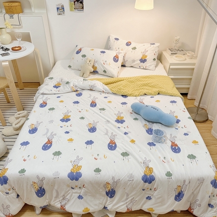 有货2023爆款春夏夏凉被小清新春秋被卡通针织棉豆豆被 星球兔