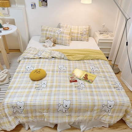 91家纺网 家纺一手货源 找家纺 有货2023爆款春夏夏凉被小清新春秋被卡通针织棉豆豆被 呆萌狗