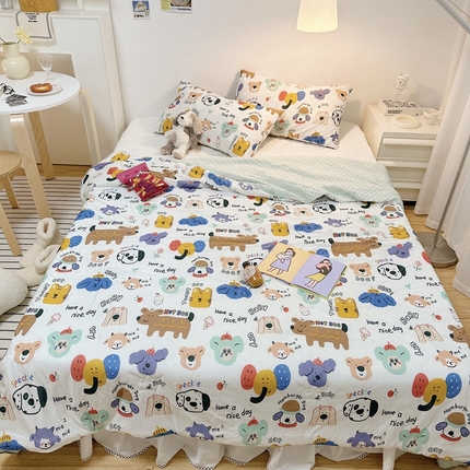 91家纺网 家纺一手货源 找家纺 有货2023爆款春夏夏凉被小清新春秋被卡通针织棉豆豆被 奇遇记