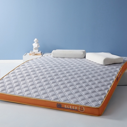 91家纺网 家纺一手货源 找家纺 迪乐妮 2023铂金棉记忆棉炫彩乳胶立体床垫元气橙（灰斜方格）
