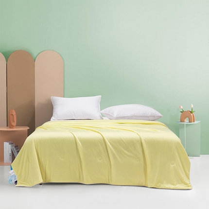 若未家居 新款100%纯锦纶5A抗菌纤维填充凉皮冰激凌凉感夏被 柠檬黄