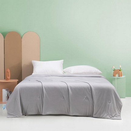 若未家居 新款100%纯锦纶5A抗菌纤维填充凉皮冰激凌凉感夏被 天空灰