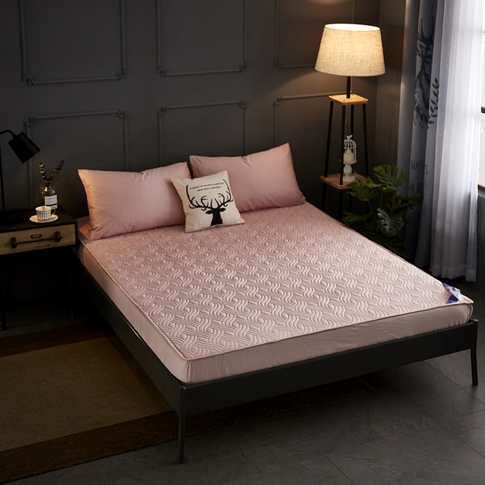 91家纺网 家纺一手货源 找家纺 苏木年华2023新款全棉13372夹棉加厚床笠全棉席梦思保护套 豆沙色