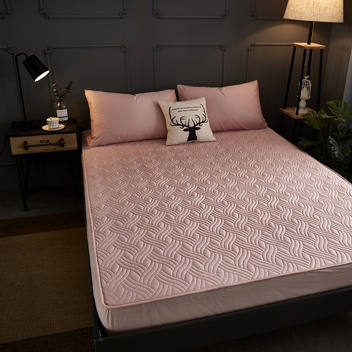 91家纺网 家纺一手货源 找家纺 苏木年华2023新款全棉13372夹棉加厚床笠全棉席梦思保护套 豆沙色