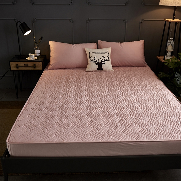 91家纺网 家纺一手货源 找家纺 苏木年华2023新款全棉13372夹棉加厚床笠全棉席梦思保护套 豆沙色