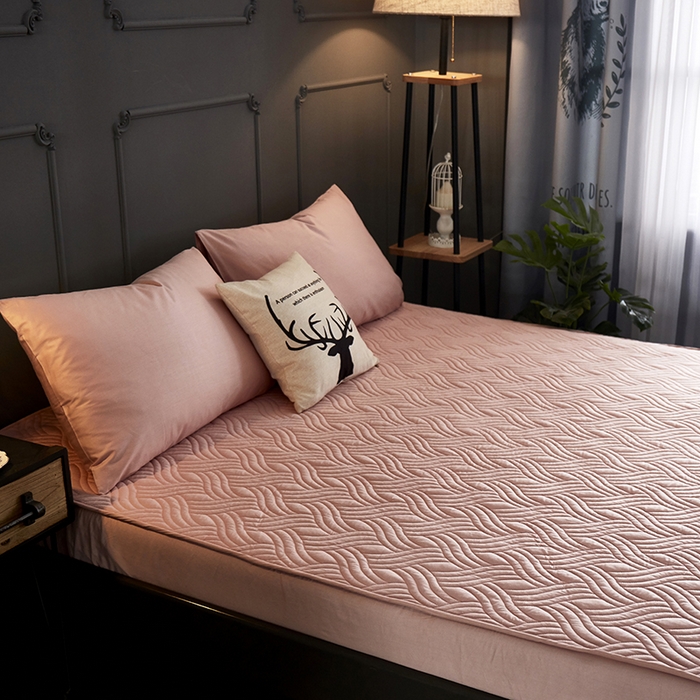 91家纺网 家纺一手货源 找家纺 苏木年华2023新款全棉13372夹棉加厚床笠全棉席梦思保护套 豆沙色