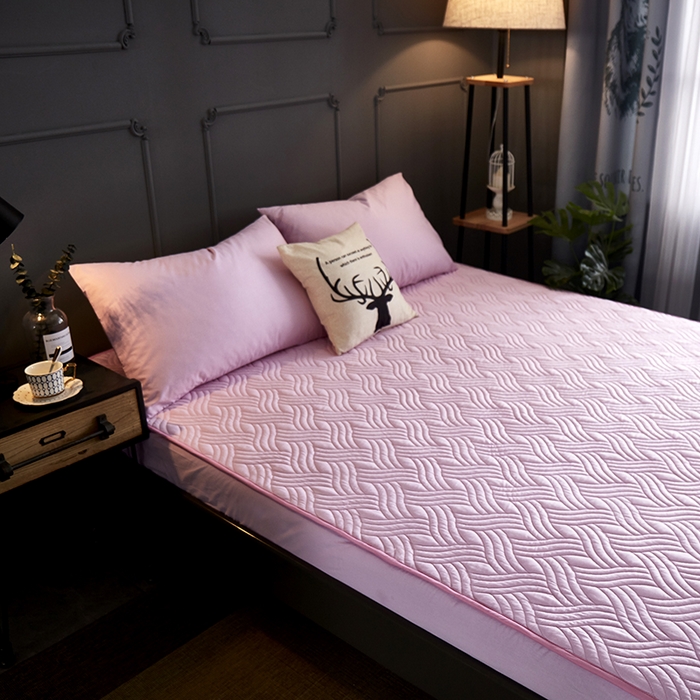 91家纺网 家纺一手货源 找家纺 苏木年华2023新款全棉13372夹棉加厚床笠全棉席梦思保护套 粉色