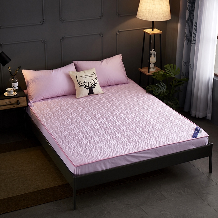 91家纺网 家纺一手货源 找家纺 苏木年华2023新款全棉13372夹棉加厚床笠全棉席梦思保护套 粉色