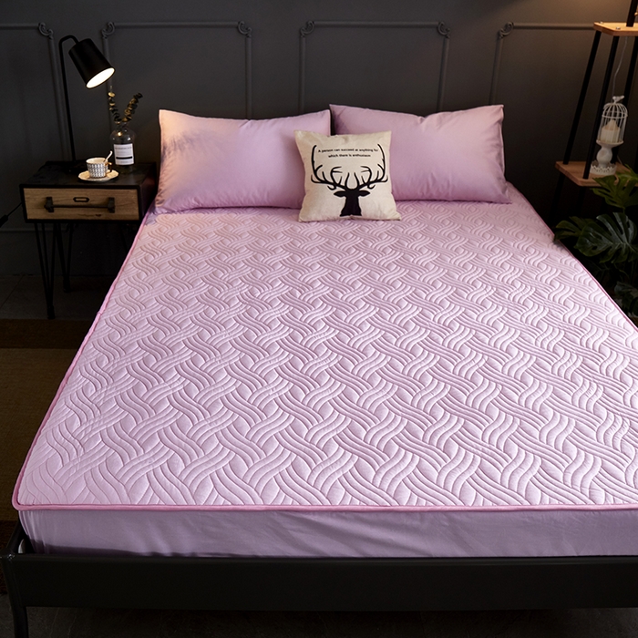 91家纺网 家纺一手货源 找家纺 苏木年华2023新款全棉13372夹棉加厚床笠全棉席梦思保护套 粉色