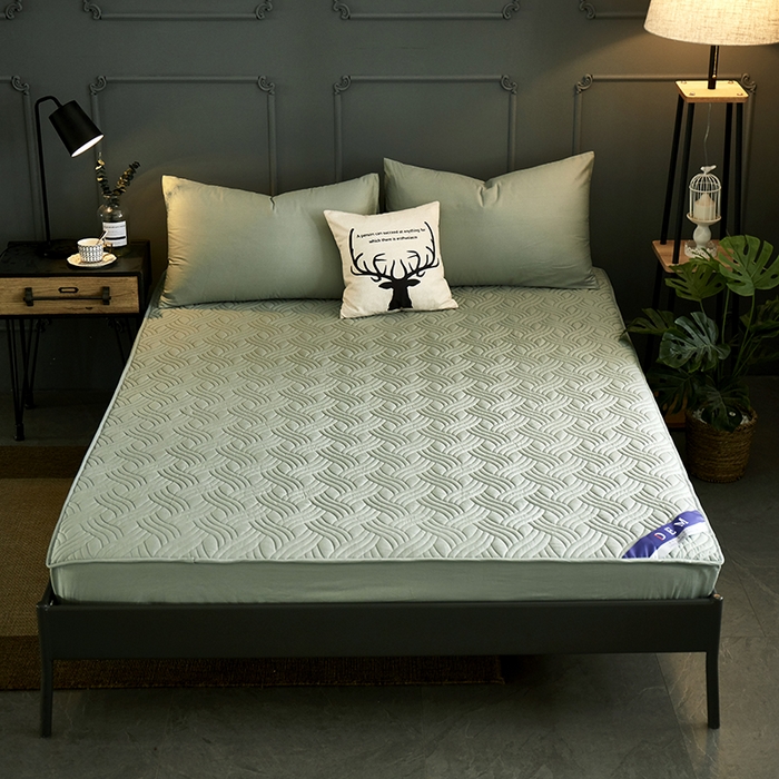 91家纺网 家纺一手货源 找家纺 苏木年华2023新款全棉13372夹棉加厚床笠全棉席梦思保护套 绿色