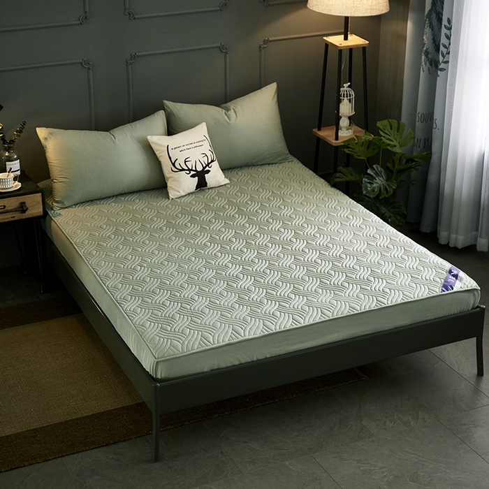 91家纺网 家纺一手货源 找家纺 苏木年华2023新款全棉13372夹棉加厚床笠全棉席梦思保护套 绿色