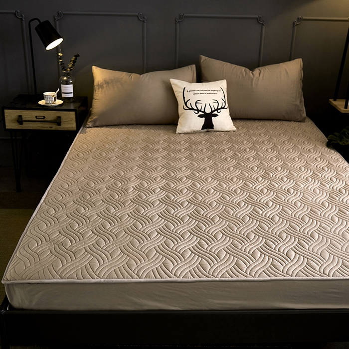 91家纺网 家纺一手货源 找家纺 苏木年华2023新款全棉13372夹棉加厚床笠全棉席梦思保护套 灰色