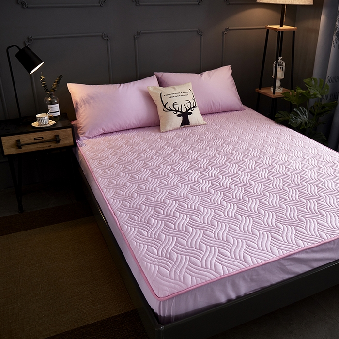 91家纺网 家纺一手货源 找家纺 苏木年华2023新款全棉13372夹棉加厚床笠全棉席梦思保护套 粉色