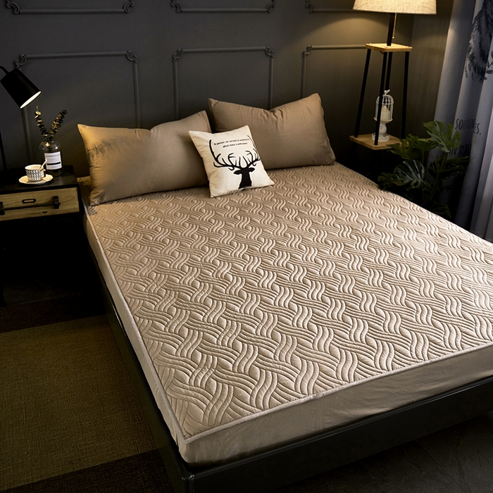 91家纺网 家纺一手货源 找家纺 苏木年华2023新款全棉13372夹棉加厚床笠全棉席梦思保护套 灰色