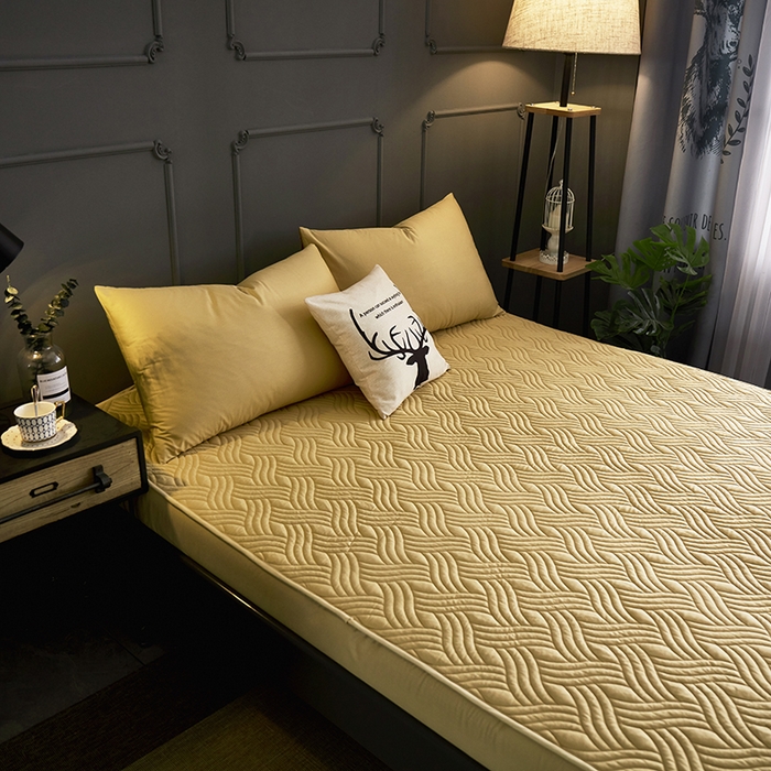 91家纺网 家纺一手货源 找家纺 苏木年华2023新款全棉13372夹棉加厚床笠全棉席梦思保护套 驼色