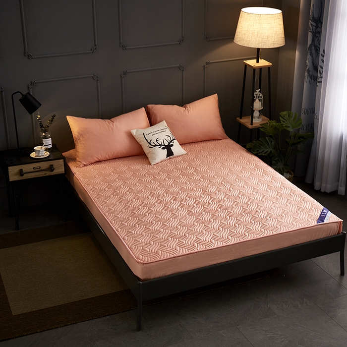 91家纺网 家纺一手货源 找家纺 苏木年华2023新款全棉13372夹棉加厚床笠全棉席梦思保护套 玉色