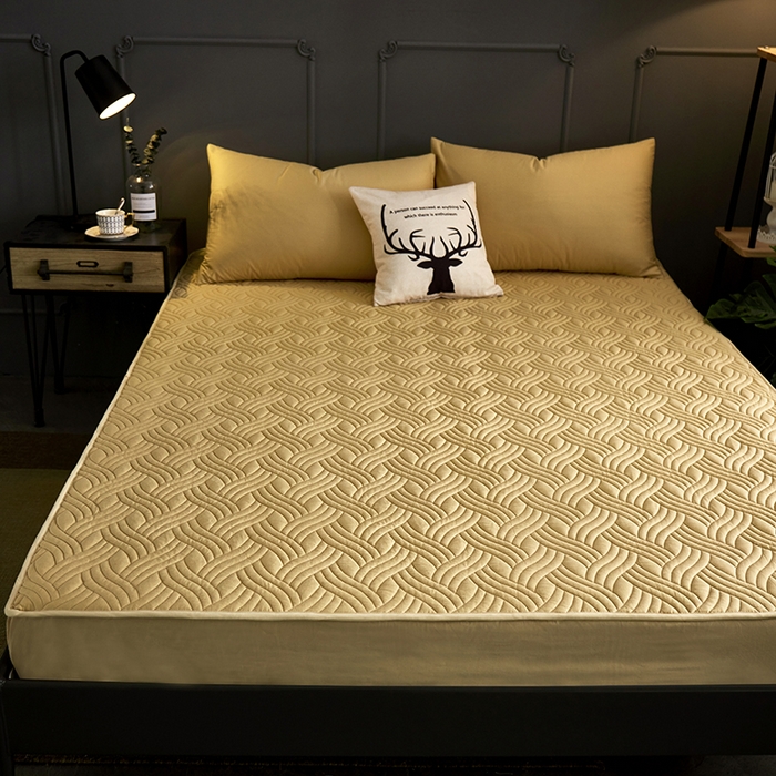 91家纺网 家纺一手货源 找家纺 苏木年华2023新款全棉13372夹棉加厚床笠全棉席梦思保护套 驼色