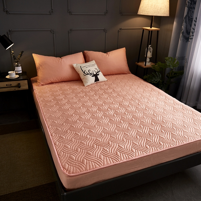 91家纺网 家纺一手货源 找家纺 苏木年华2023新款全棉13372夹棉加厚床笠全棉席梦思保护套 玉色