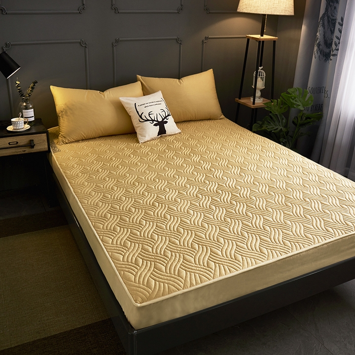 91家纺网 家纺一手货源 找家纺 苏木年华2023新款全棉13372夹棉加厚床笠全棉席梦思保护套 驼色