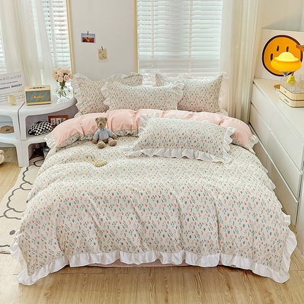 澳梵 2023新款【怦然心动】系列-水洗棉麻双层纱四件套 爱丽丝