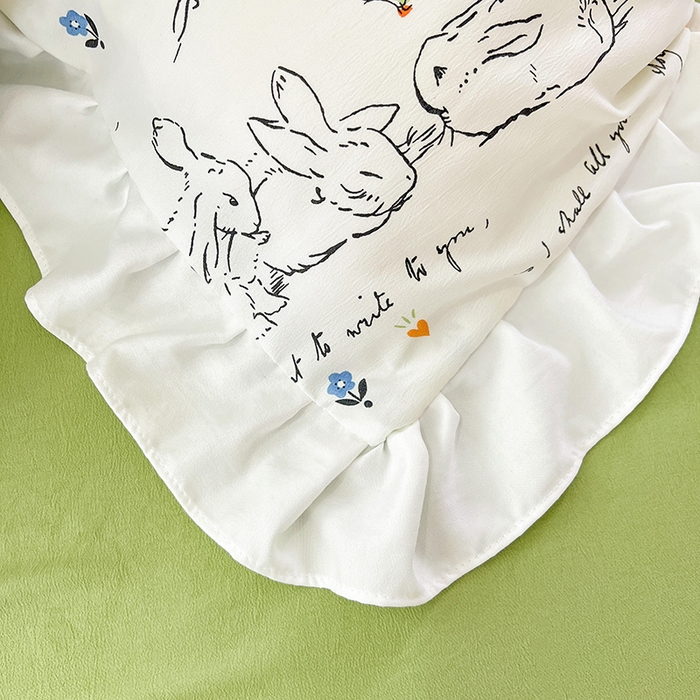 91家纺网 家纺一手货源 找家纺 澳梵 2023新款【怦然心动】系列-水洗棉麻双层纱四件套 彼得兔