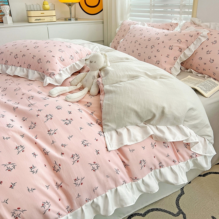 91家纺网 家纺一手货源 找家纺 澳梵 2023新款【怦然心动】系列-水洗棉麻双层纱四件套 达菲庄园