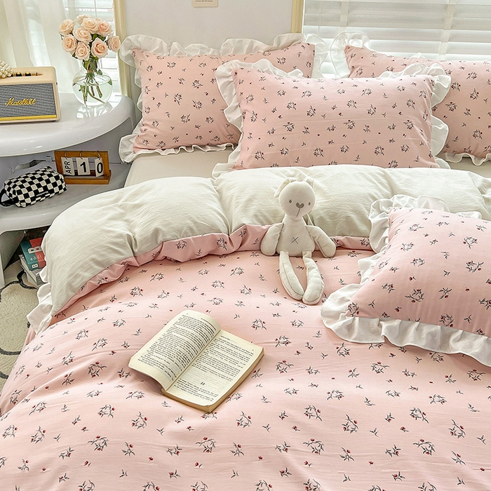 91家纺网 家纺一手货源 找家纺 澳梵 2023新款【怦然心动】系列-水洗棉麻双层纱四件套 达菲庄园