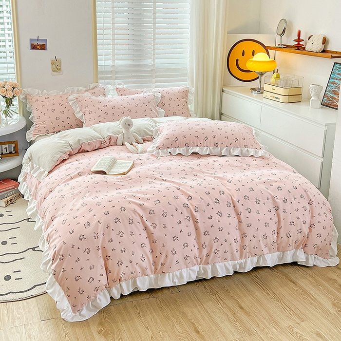 91家纺网 家纺一手货源 找家纺 澳梵 2023新款【怦然心动】系列-水洗棉麻双层纱四件套 达菲庄园