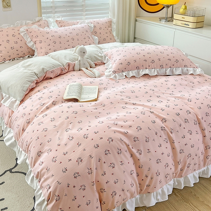 91家纺网 家纺一手货源 找家纺 澳梵 2023新款【怦然心动】系列-水洗棉麻双层纱四件套 达菲庄园