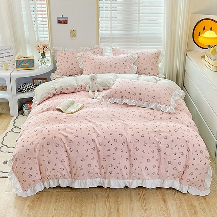 澳梵 2023新款【怦然心动】系列-水洗棉麻双层纱四件套 达菲庄园