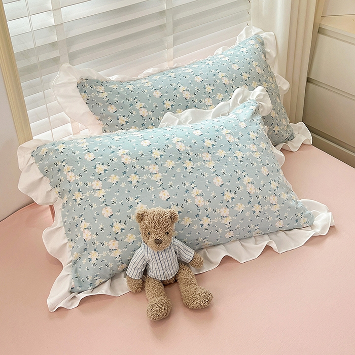 91家纺网 家纺一手货源 找家纺 澳梵 2023新款【怦然心动】系列-水洗棉麻双层纱四件套 朵拉