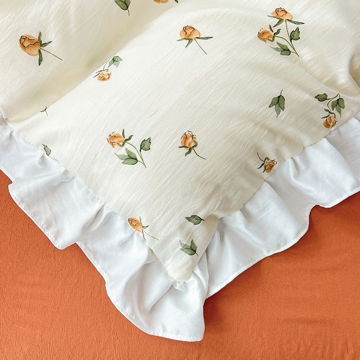 91家纺网 家纺一手货源 找家纺 澳梵 2023新款【怦然心动】系列-水洗棉麻双层纱四件套 花颂