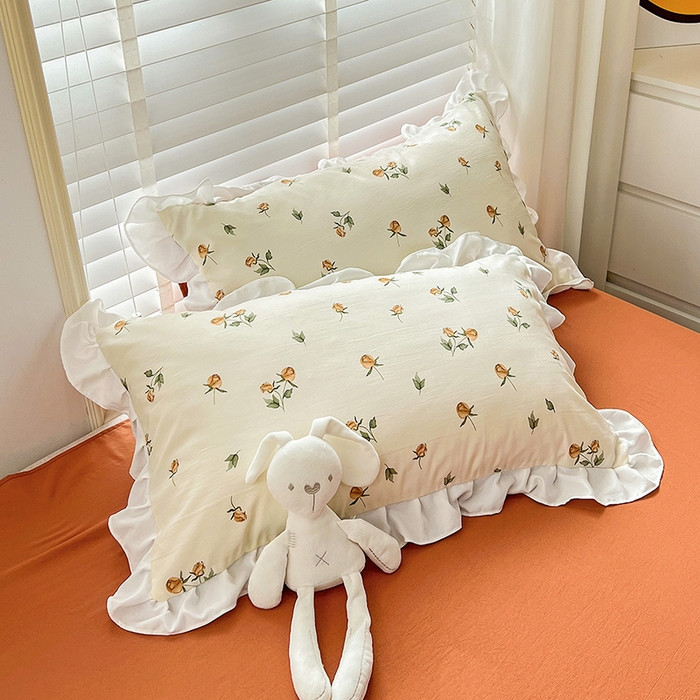 91家纺网 家纺一手货源 找家纺 澳梵 2023新款【怦然心动】系列-水洗棉麻双层纱四件套 花颂